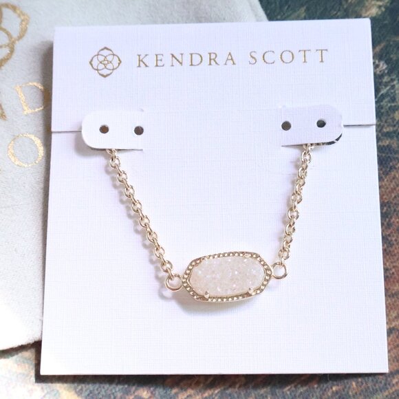 New💫 Kendra Scott Elaina Drusy Adjustable Chain Bracelet Gold - Picture 1 of 2